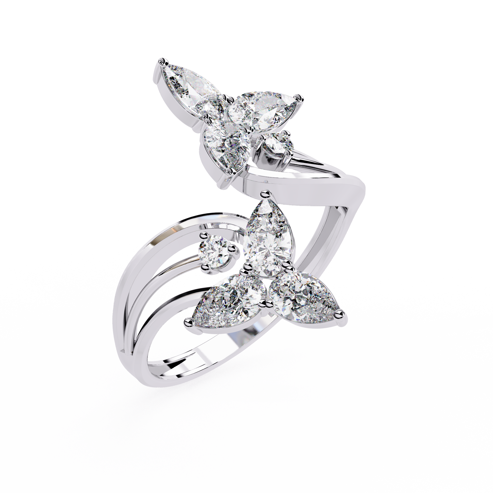 Solitairekart 0.99ct Butterfly Kiss Natural Diamond Ring-HI Color, VS-SI Clarity